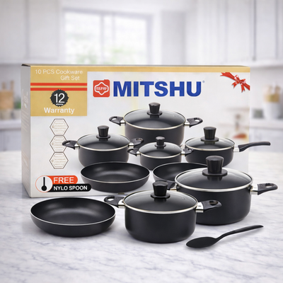 #Mitshu 10pcs Non-Stick Cookware Set 